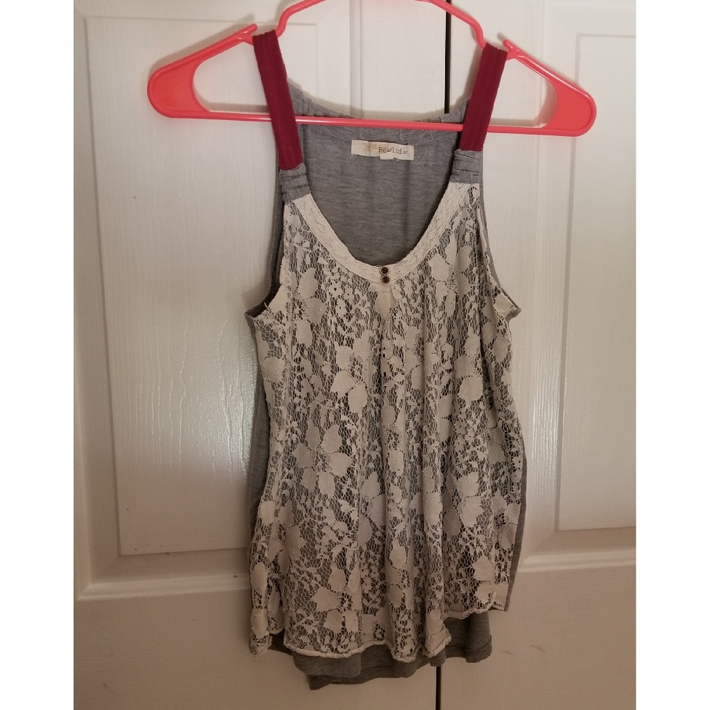 Grey and White Floral Tank Top